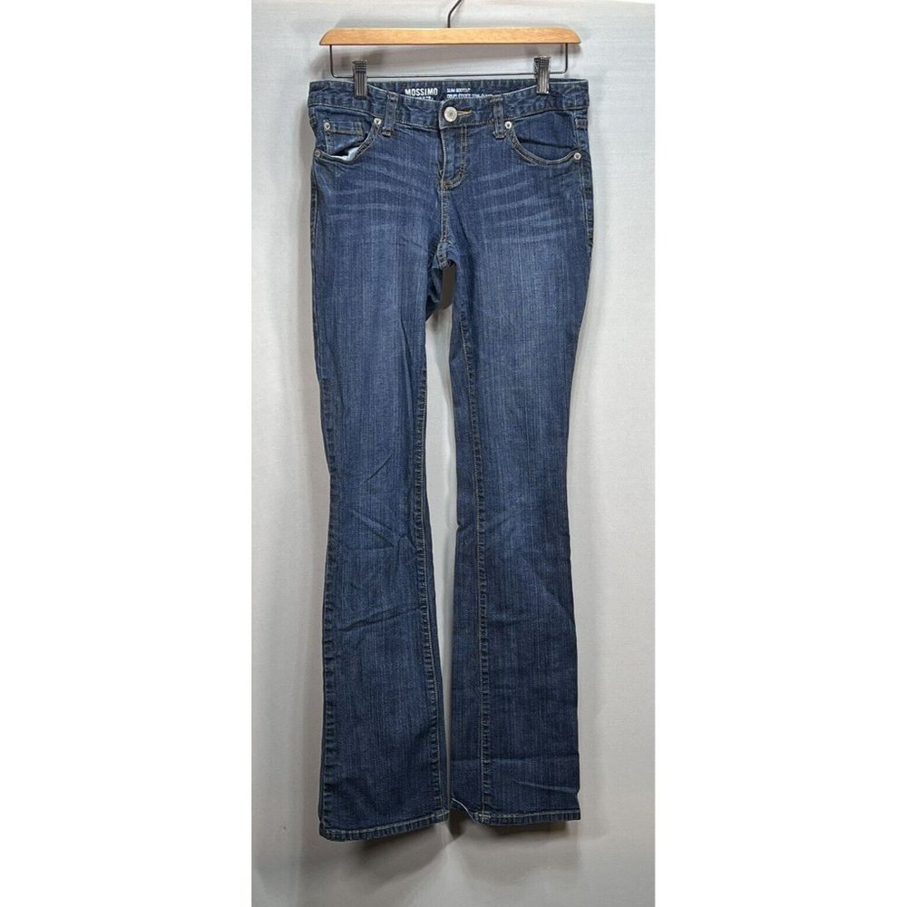 Mossimo Supply Co. Womens Boot Cut Jeans Blue Stretch Pockets Denim Juniors 5L/L